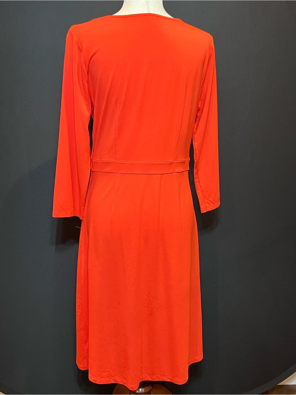 Talbots Bright Orange Long-Sleeve A-Line Jersey Dress - Picture 2 of 7